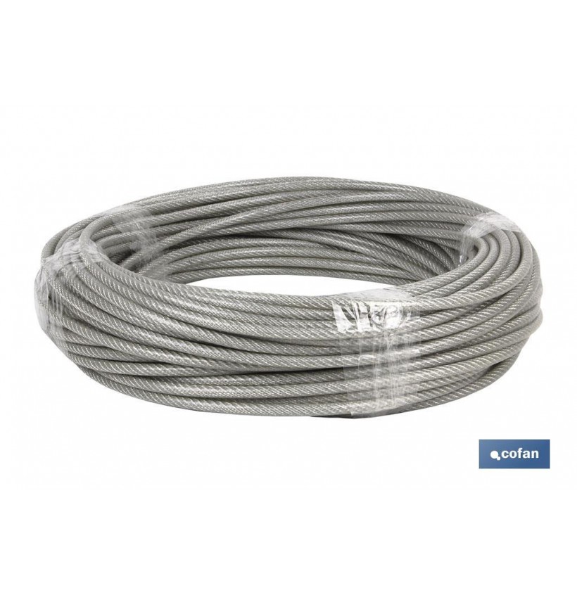CABLE ACERO (5mm) 3X5MM  6X7+1 PLAST. (50M)