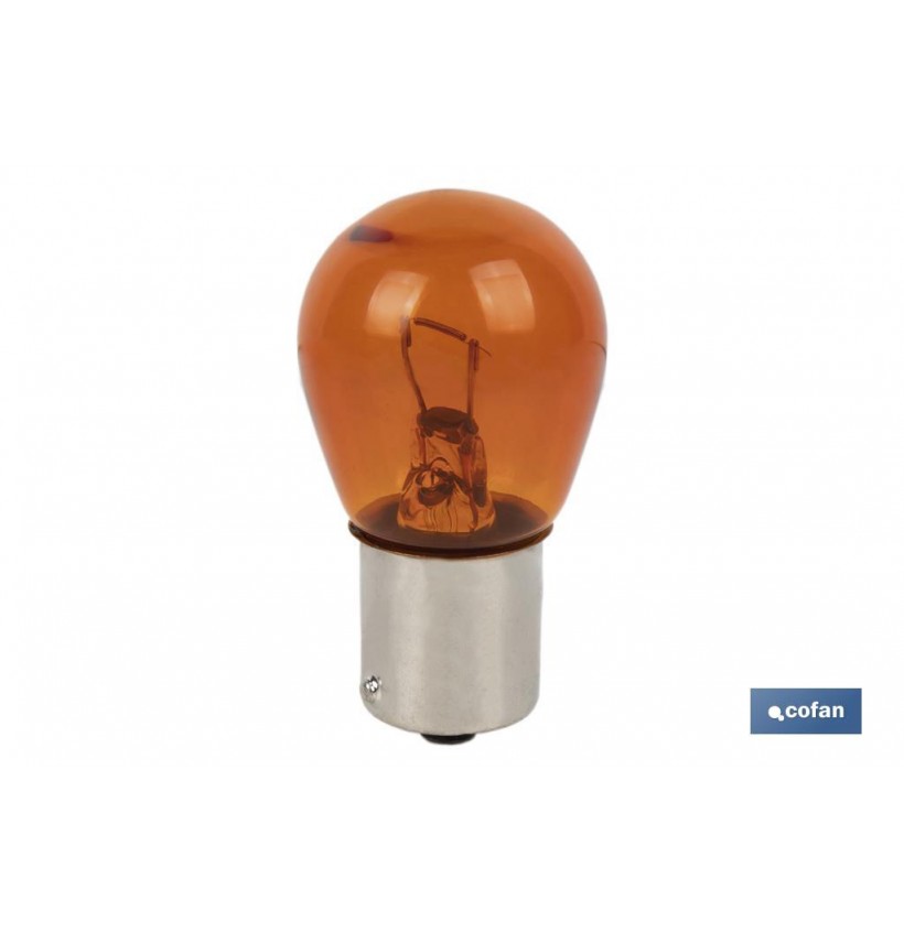 LÁMPARA COFAN 1 POLO AMBAR DESCENTRADA PY21W (BAU15S) 12V VENTA UNITARIA