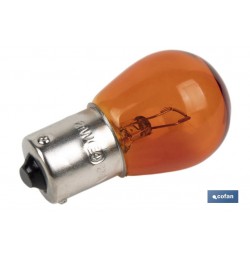 LÁMPARA COFAN 1 POLO AMBAR DESCENTRADA PY21W (BAU15S) 12V VENTA UNITARIA