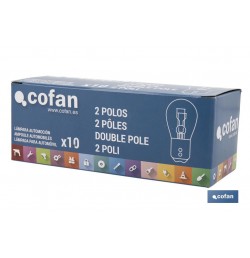 LÁMPARA COFAN 2 POLOS AMBAR DESCENTRADA P21/5W (BAZ15D) 12V VENTA UNITARIA