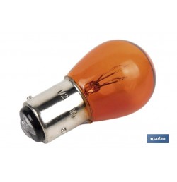 LÁMPARA COFAN 2 POLOS AMBAR DESCENTRADA P21/5W (BAZ15D) 12V VENTA UNITARIA