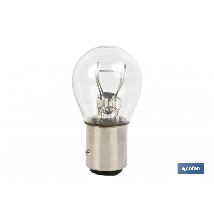 LÁMPARA COFAN 2 POLOS BLANCA DESCENTRADA P21/5W (BAZ15d) 12V