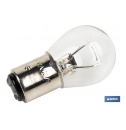 LÁMPARA COFAN 2 POLOS BLANCA DESCENTRADA P21/5W (BAZ15d) 12V