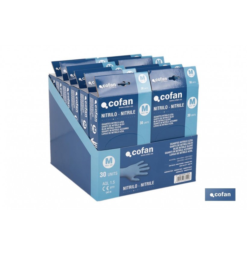 EXPOSITOR CAJA 30 UNDS. GUANTES NITRILO T-M