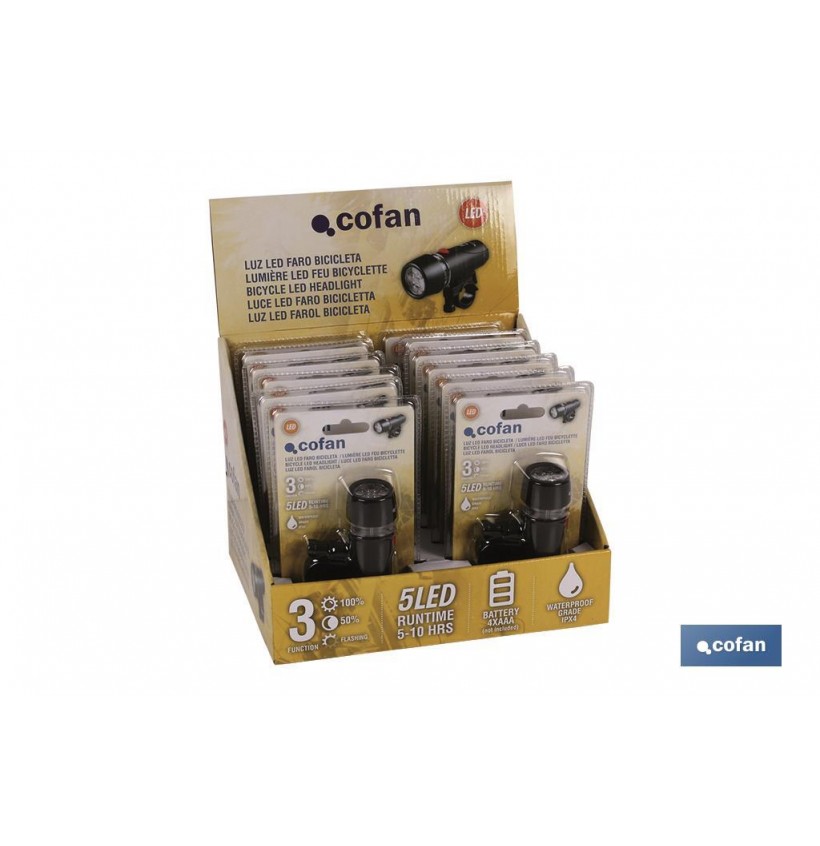 EXPOSITOR 12 UDS LINTERNA LED FARO BICICLETA