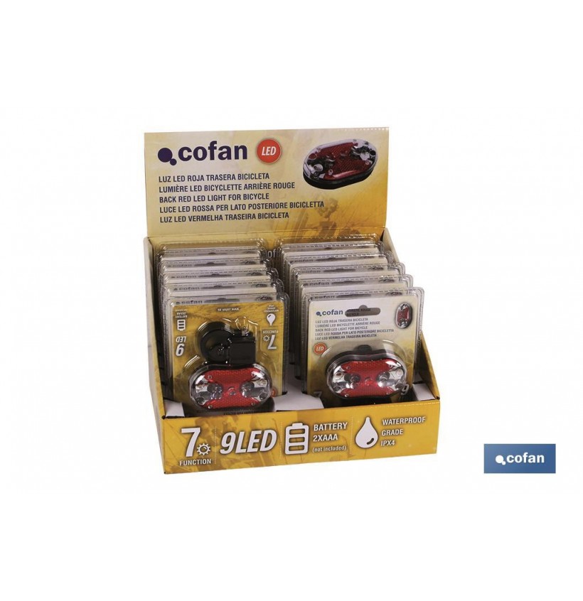 EXPOSITOR 12 UDS LUZ TRASERA LED BICICLETA