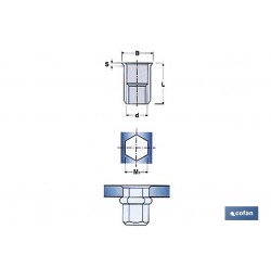 TUERCAS REMACHABLES HEXAG. BAJAS M5