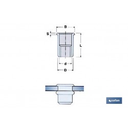 TUERCAS REMACHABLES ALUMINIO ANCHA M-8