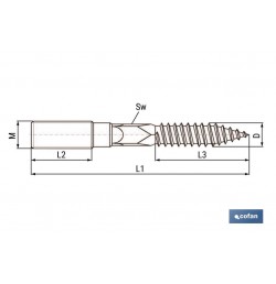 ESPARRAGO DOBLE ROSCA CINCADO HUELLA TORX M10X80