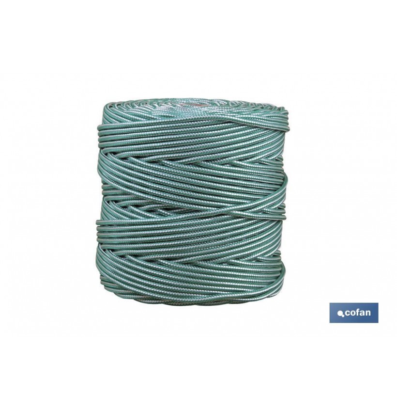 BOBINA CORDON TRENZADO POLI 5 MM 200 MTS BCO/ VDE