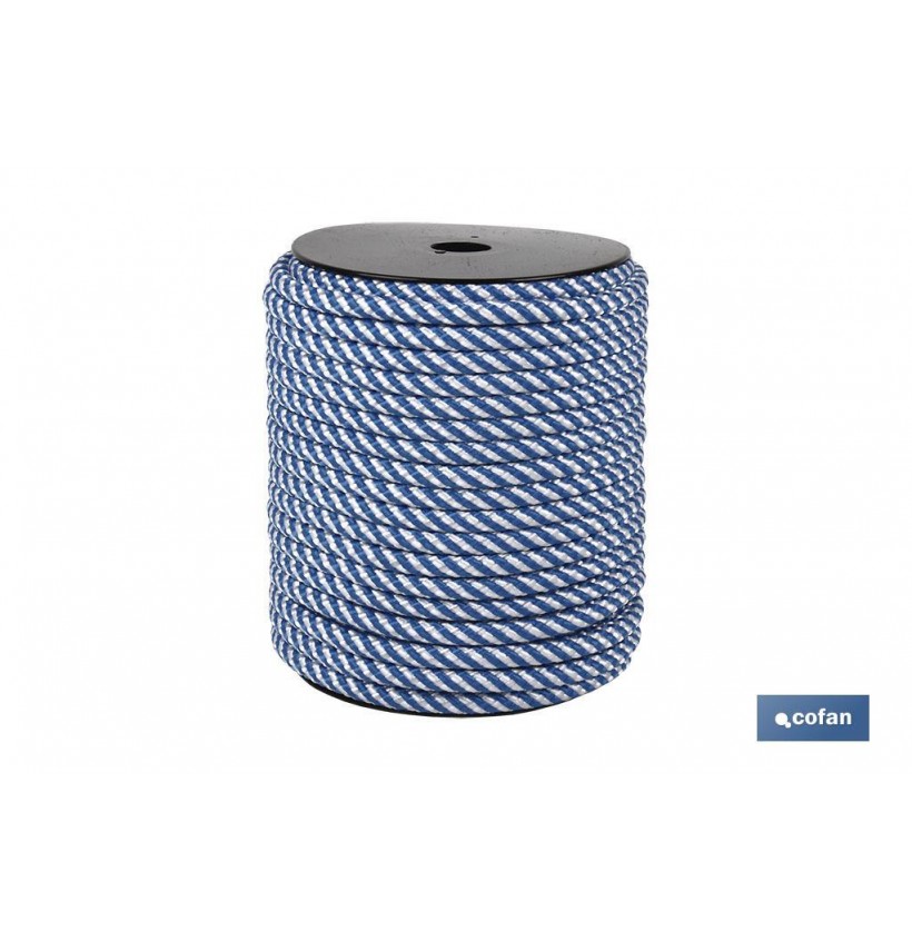 CARRETE CUERDA HELICOIDAL 16MM 25 M. BCO/AZUL