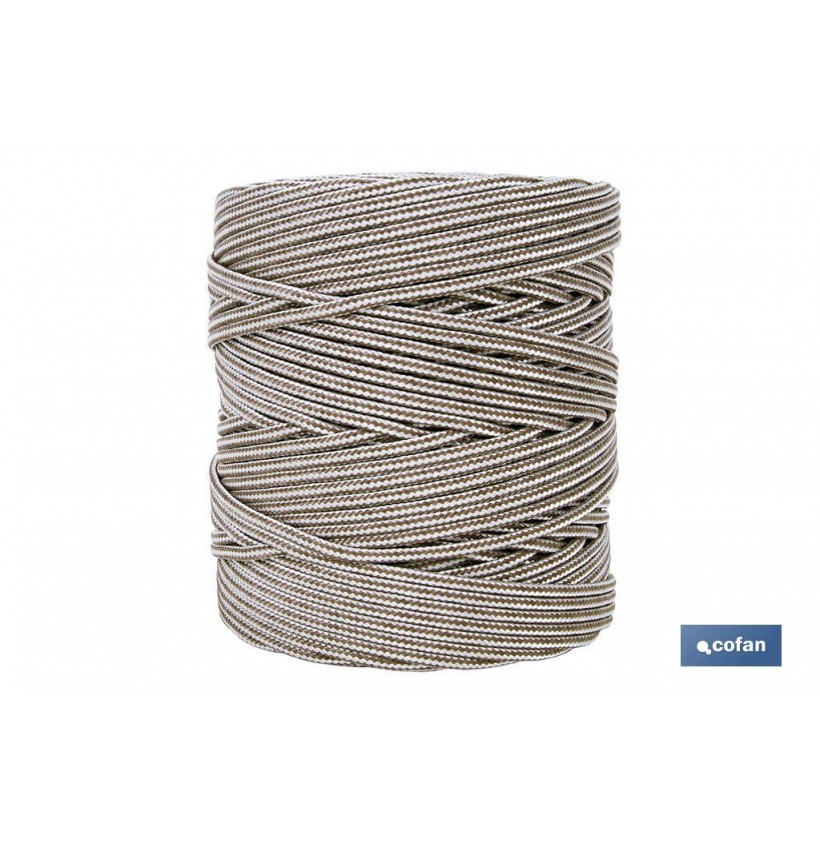 BOBINA CORDON TRENZADO POLI 5MM 200 M BCO/MARRON