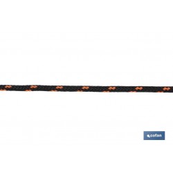 CORDÓN TRENZADO HIPPIE NEGRO/NARANJA 3 MM X 25 M