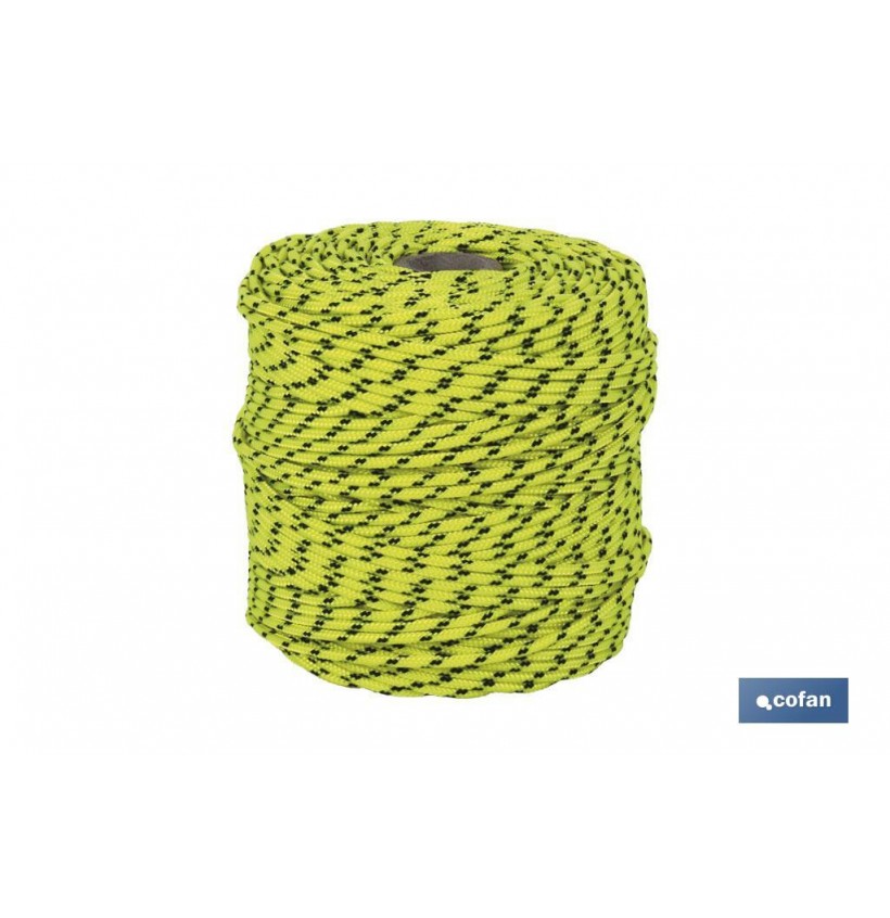 CORDÓN TRENZADO HIPPIE AMARILLO/NEGRO 3MM X 25 M
