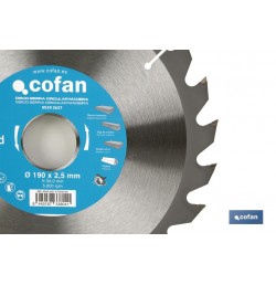 DISCO DE SIERRA CIRCULAR PARA MADERA Ø190 X 2,5 X 30 MM, 24 DIENTES