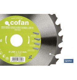 DISCO DE SIERRA INGLETADORA PARA MADERA/METAL Ø250 X 2,2 X 30 MM, 24 DIENTES