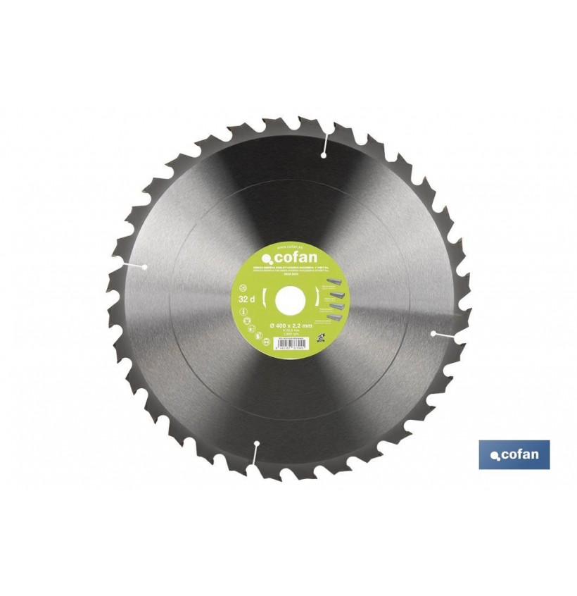 DISCO DE SIERRA INGLETADORA PARA MADERA/METAL Ø400 X 2,2 X 30 MM, 32 DIENTES