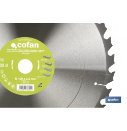 DISCO DE SIERRA INGLETADORA PARA MADERA/METAL Ø400 X 2,2 X 30 MM, 32 DIENTES