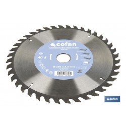 DISCO DE SIERRA INGLETADORA PARA MADERA Ø250 X 3,2 X 30 MM, 40 DIENTES