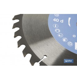 DISCO DE SIERRA INGLETADORA PARA MADERA Ø250 X 3,2 X 30 MM, 40 DIENTES