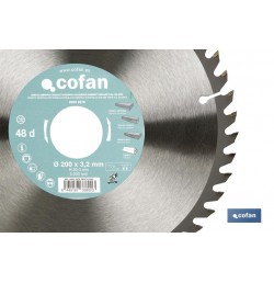 DISCO DE SIERRA INGLETADORA PARA MADERA CON INSERTOS DE METAL DURO Ø200 X 3,2 X 30 MM, 48 DIENTES