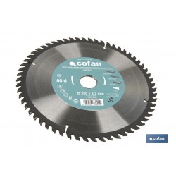 DISCO DE SIERRA INGLETADORA PARA MADERA CON INSERTOS DE METAL DURO Ø250 X 3,2 X 30 MM, 60 DIENTES