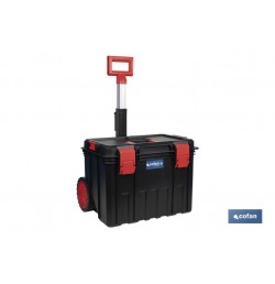 CAJA DE HERRAMIENTAS HEAVY DUTY CON ASA TELESCÓPICA Y RUEDAS 530 x 355 x 390 MM