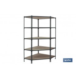 ESTANTERÍA ANTRACITA RINCONERA 5 BALDAS DE MADERA 1800 X 900 X 400 MM