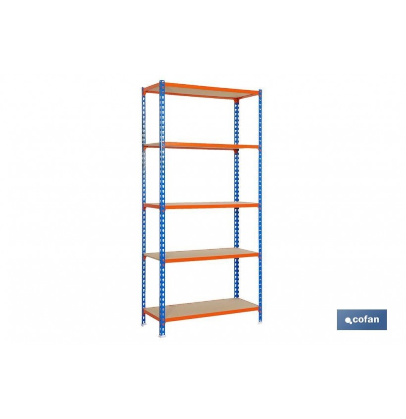 ESTANTERÍA AZUL/NARANJA 5 BALDAS DE MADERA 2000 X 1000 X 500 MM