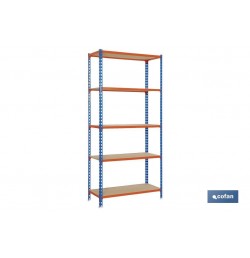 ESTANTERÍA AZUL/NARANJA 5 BALDAS DE MADERA 2000 X 1000 X 500 MM