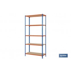 ESTANTERÍA AZUL/NARANJA 5 BALDAS DE MADERA 2000 X 1000 X 500 MM