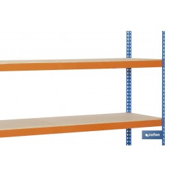 ESTANTERÍA MEDIA CARGA AZUL/NARANJA 4 BALDAS DE MADERA 2000 X 1800 X 600 MM