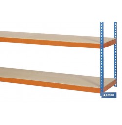 ESTANTERÍA MEDIA CARGA AZUL/NARANJA 4 BALDAS DE MADERA 2000 X 2100 X 600 MM