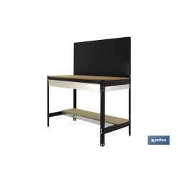 BANCO DE TRABAJO CON CAJÓN Y PANEL ANTRACITA MADERA L-1210 MM