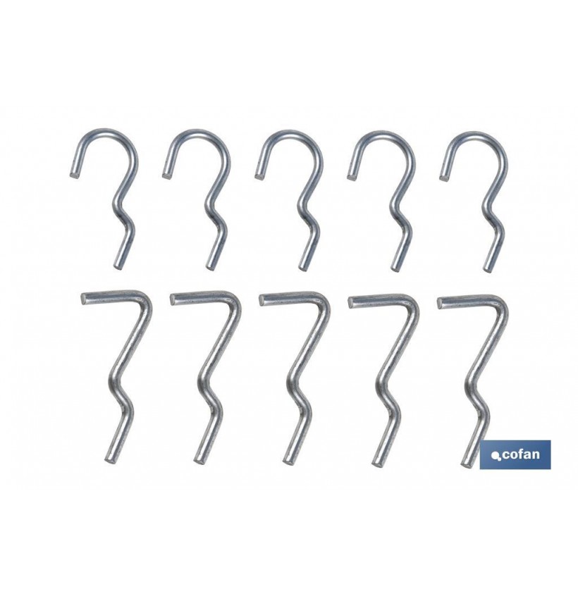 SET 10 GANCHOS SIMPLES PARA PANEL DE HERRAMIENTAS