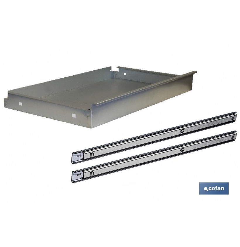 CAJÓN ACERO CON GUÍAS TELECÓPICAS PARA BANCO DE TRABAJO 110 X 1075 X 590 MM