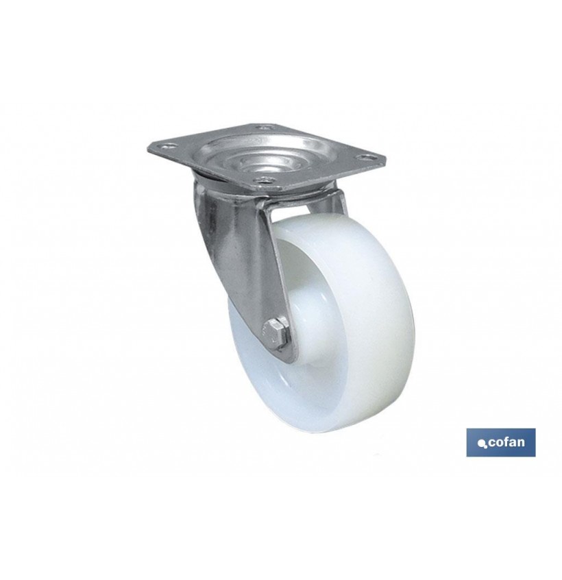 RUEDA NYLON CON PLACA Ø125X40MM