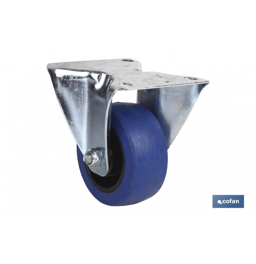 RUEDA GOMA AZUL FIJA Ø80X35MM