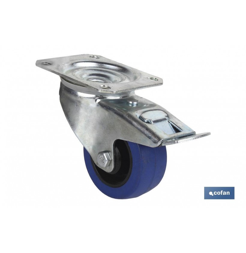 RUEDA GOMA AZUL PLACA/FRENO Ø125X38MM