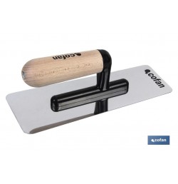 LLANA ACERO INOX PULIDO ANTI QUEMADURAS MANGO MADERA 240X100X0,6