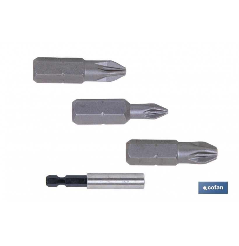 SURTIDO PUNTAS 1/4 PZ-1-2-3X25 + ADAPTADOR
