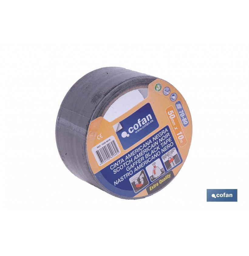 CINTA AMERICANA NEGRA 190 MICRAS 50 MM X 50 M
