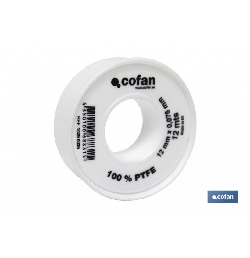 ROLLO 12 MTS CINTA PTFE DE 12mm X 0,076mm