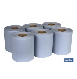 PAPEL SECAMANOS RECICLADO AZUL 90MTS (6ROLLOS)