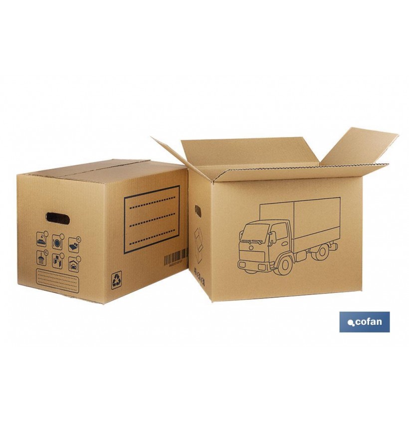 CAJA DE CARTÓN PARA MUDANZA CON ASA TROQUEL 40X30X30 CM
