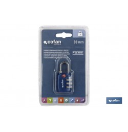 CANDADO COMBINACIÓN EQUIPAJE TSA 4 DÍGITOS 30 MM