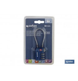CANDADO COMBINACIÓN EQUIPAJE TSA CABLE 3 DÍGITOS 30 MM