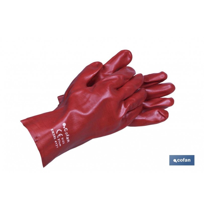 GUANTE PVC ESTANCO ROJO DE 27 Cms.