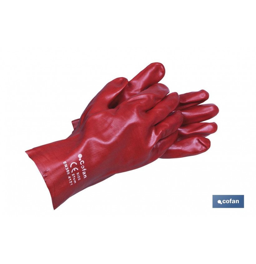 BLÍSTER DE GUANTE DE PVC ROJO 35 CM VENTA UNITARIA