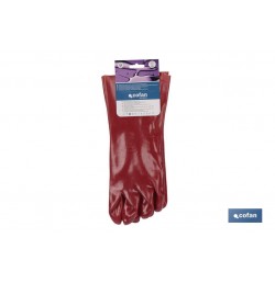BLÍSTER DE GUANTE DE PVC ROJO 35 CM VENTA UNITARIA